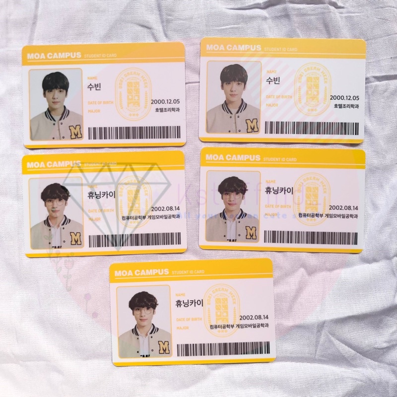 [kstuffind] TXT STUDENT ID CARD MOA CAMPUS SOOBIN HUENINGKAI HYUKA HK SB PC