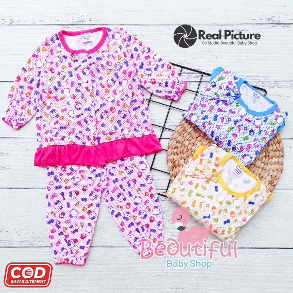 Setelan Bayi Panjang Hello Kitty / Setelan Piyama Bayi Perempuan / Baju Bayi Panjang Merk Syifana