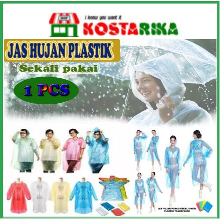 Jas Hujan Plastik Sekali Pakai Transparan Tipis