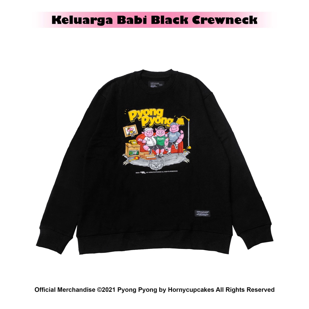 Hornycupcakes X Pyong Pyong - Keluarga Babi Black Crewneck / Sweater