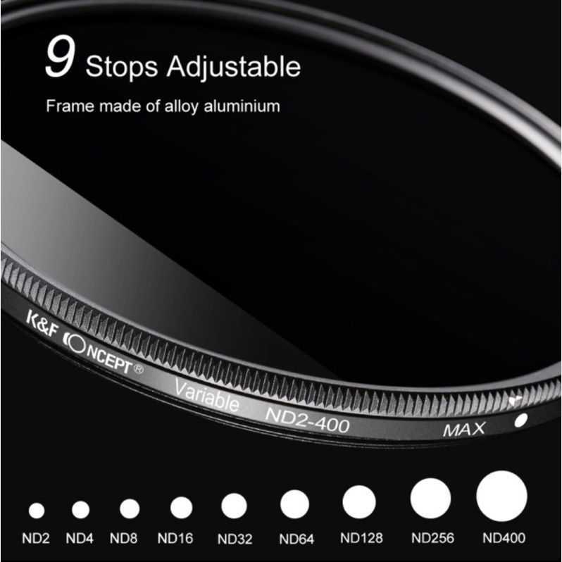 K&amp;F CONCEPT 52mm 52 mm ND2-400 SLIM Fader Variable ND Filter ND2-400 ND2 - ND400 - SKU 1.027.0093 - KF01.1107