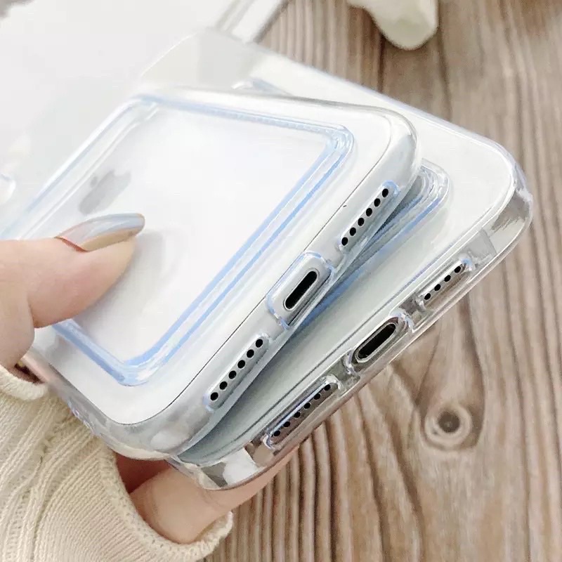 Case Wallet IPHONE 6 6G 6S 6+ 7 7+ 8 8+ SE 2 X XS XS MAX XR 11 12 13 PRO 14 14 PLUS PRO MAX PLUS Casing slot Hp Bening Transparent Soft Case TPU Clear Phone Card Holder