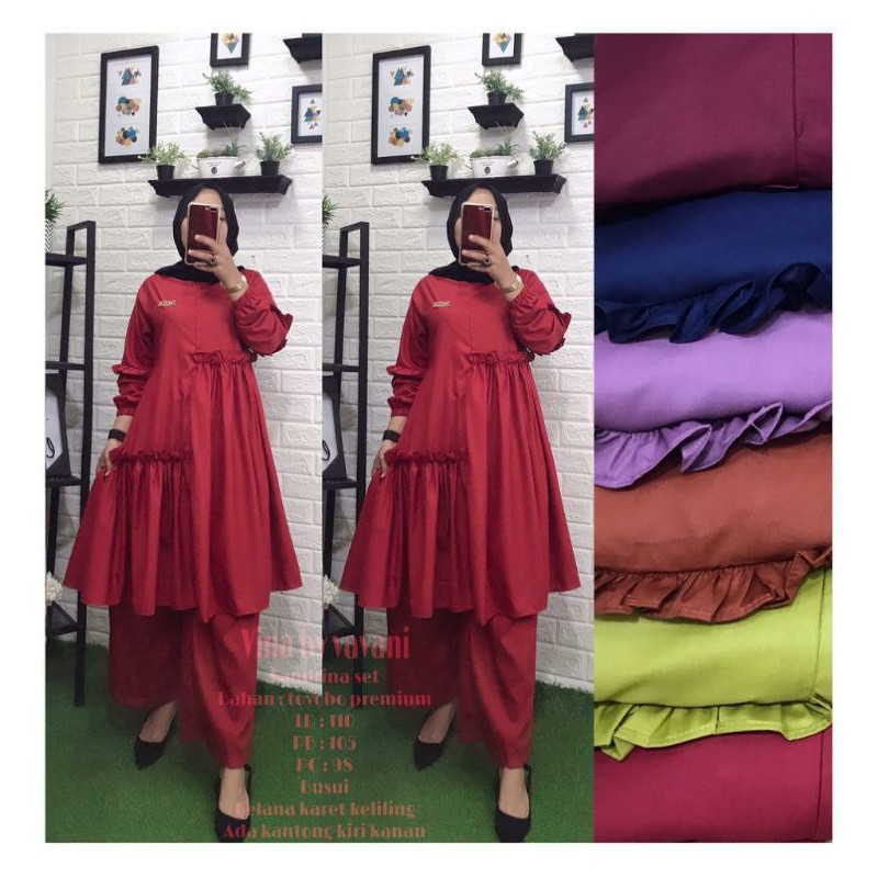 Ori Vina by Vavani Set tunik celana cullot Sandrina busui friendly (setelan tunik wanita muslimah)