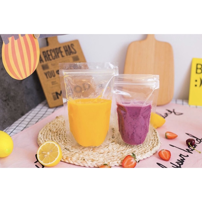 plastik minuman seal plastik bening standing pouch bening 13x20