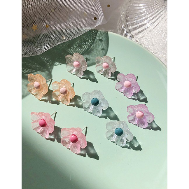 LRC Anting Tusuk Fashion Needle Transparent Acrylic Petal Earrings F6206X