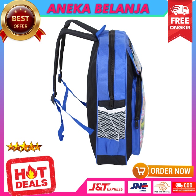 Tas Ransel Anak Keplek Motif Little Bus Biru Back Pack Sekolah Laki Laki Bahan Polyester Awet Berkualitas