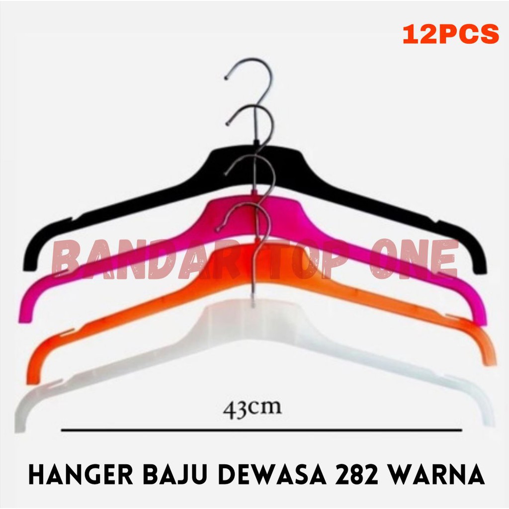 Hanger Gantungan Baju MODEL 282 WARNA-WARNI UKURAN DEWASA PERLUSIN