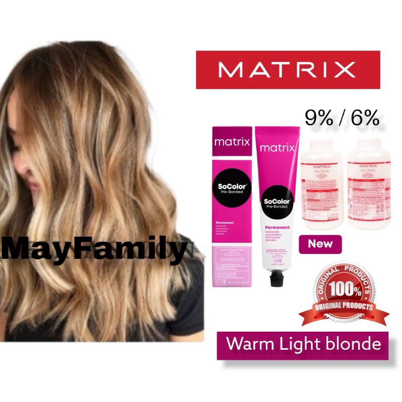 Matrix socolor 8.35/8w warm light blonde pewarna rambut