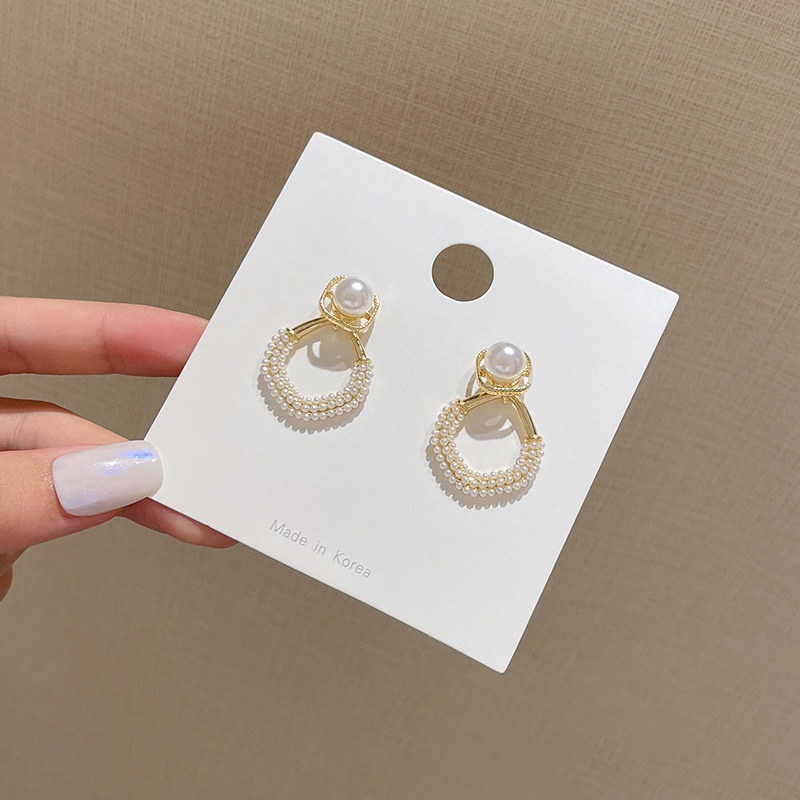 Korean Retro Baroque Pearl Earrings Female Temperament Elegant Earrings S925 Silver Needle Jewelry