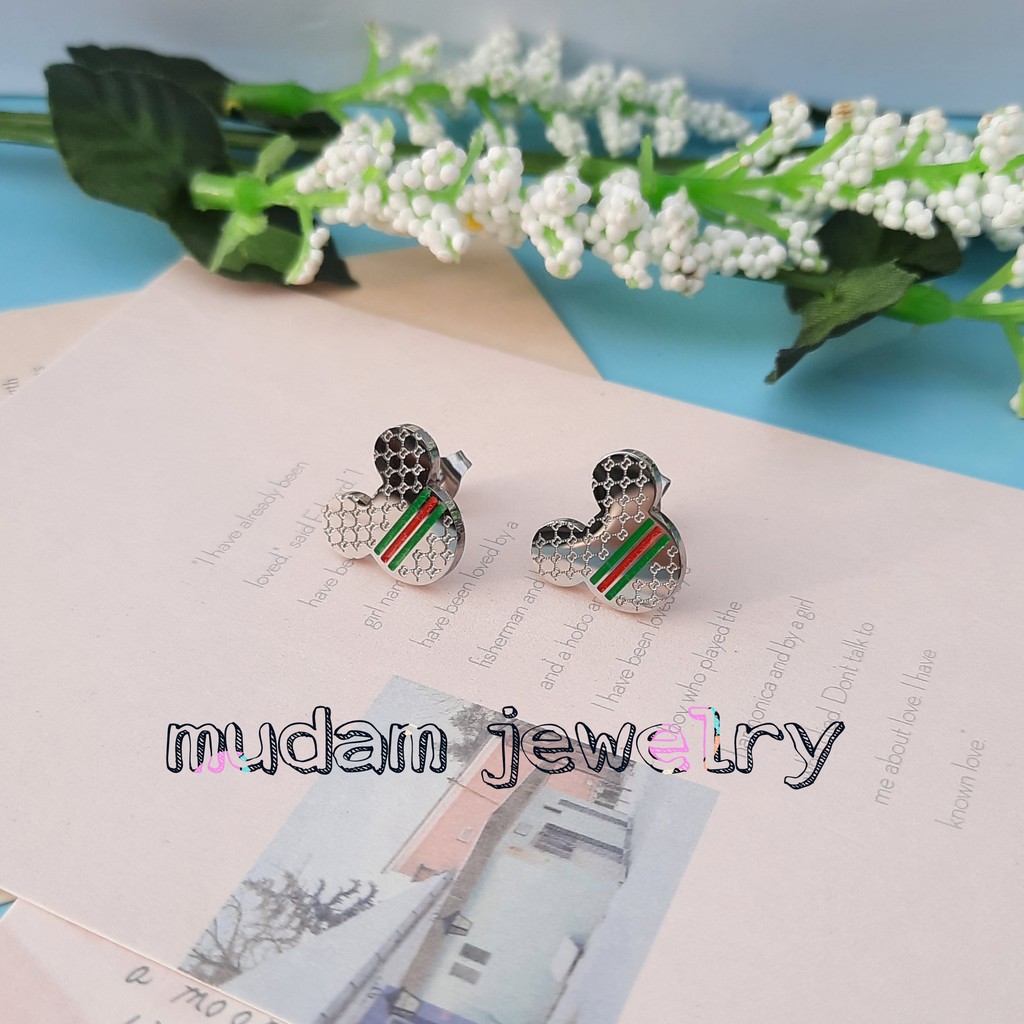 Anting Tusuk Titanium Gc Karakter Mickey Tersedia Warna Rose Gold, Gold dan Silver