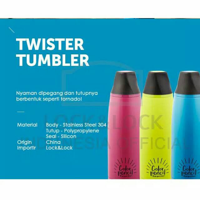 Lock n lock tumbler Twister color pencil Tumbler 450ml botol minum thermosb