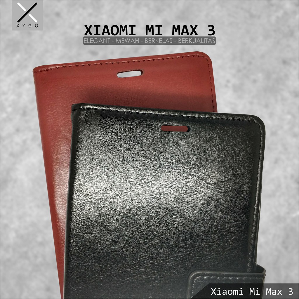 XYGO Xiaomi Mi Max 3 MiMax 3 Case Leather Dompet Flip Cover Wallet Case
