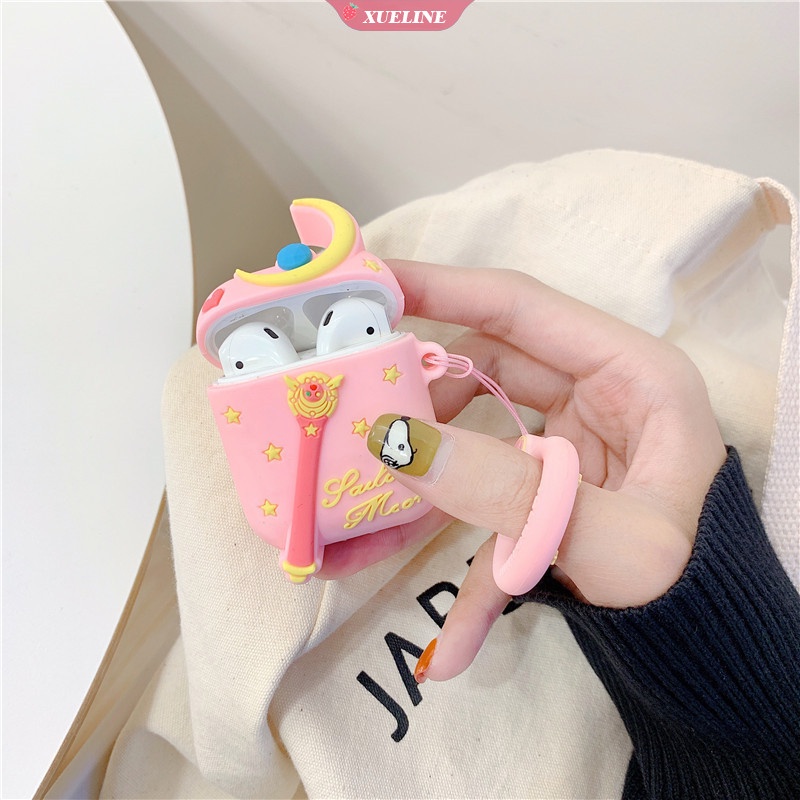 Cover Pelindung Headphone Bluetooth Bahan Silikon Motif Kartun Sailor Moon Untuk AirPods 1 2 pro