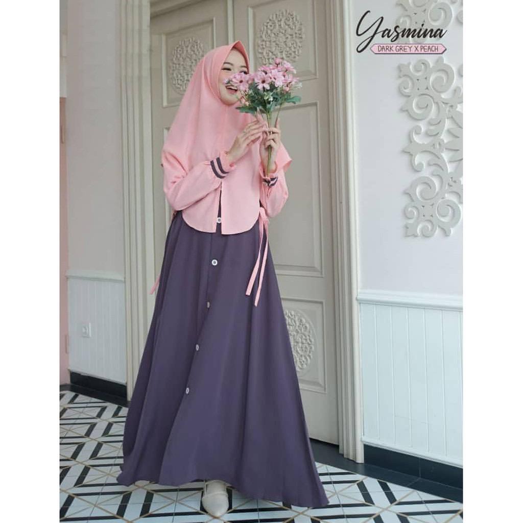 BUY 1 GET 1 | ( S M L XL XXL XXXL 5L ) FASHION MUSLIM GAMIS JUMBO BUSUI | YASMINA SET SYARI + KHIMAR