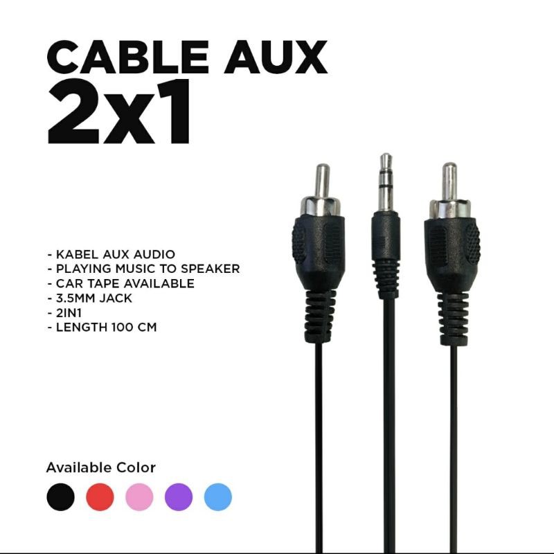 Kabel AUX 2 in 1 kabel audio speaker aktif panjang 1 meter IN-BOX