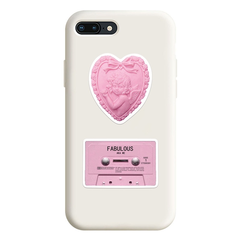 50 Pcs / set Stiker Motif Beruang Pink / Hati / Grafitti Tahan Air Untuk Dekorasi Koper / Notebook Diy