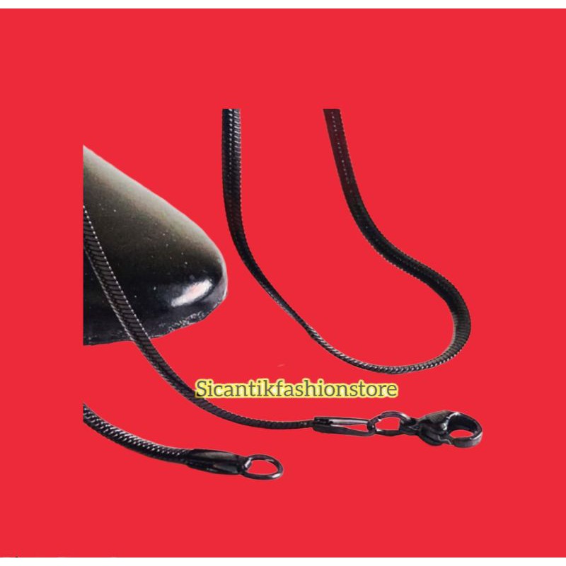 Kalung Titanium pria wanita model belut warna hitam Terlaris anti Karat tidak Perhiasan pria wanita