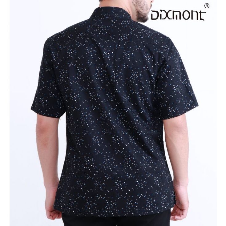 Dixmont Kemeja Pria Basic Formal Motif Lengan Pendek Hem MS01621