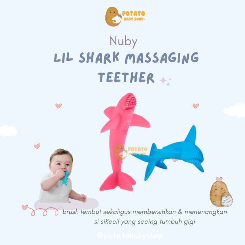 Nuby Shark Teether Toothbrush - Gigitan Bayi