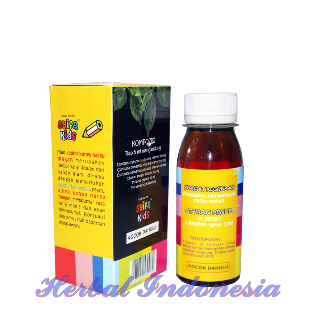 Madu Anak Herbal Syifa Kids HIU NAFSU MAKAN Isi 100ml - Cacingan, Sembelit, Masuk Angin, Gemuk