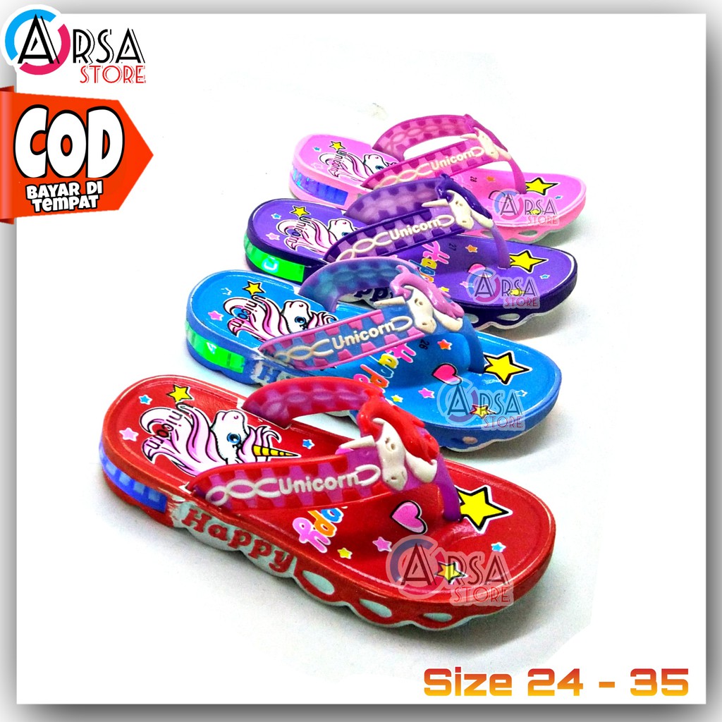 Sandal LED Anak Perempuan / Sandal Nyala Anak Cewek Unicorn / Kado Untuk Anak Murah Usia 2 - 7 tahun