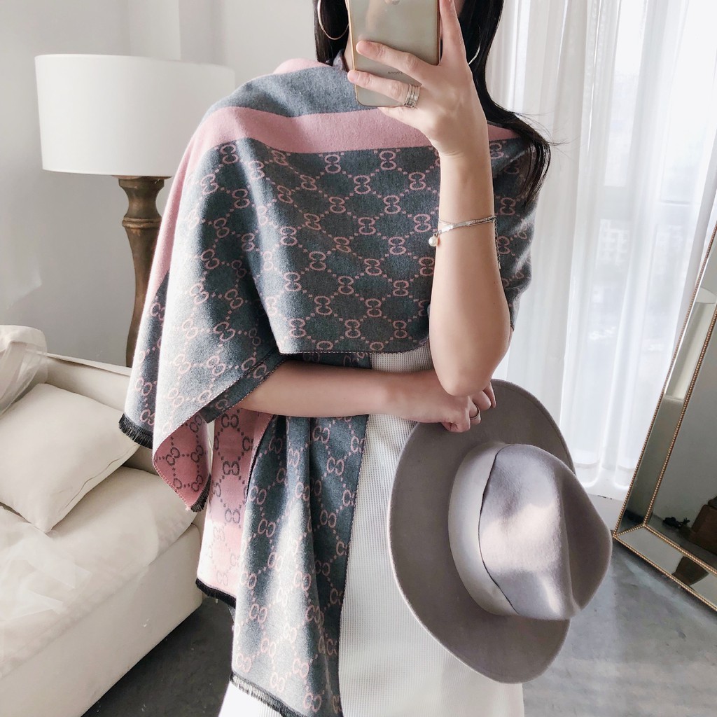 Gil Scarf Syal Shawl Motif GG Import Cashmere