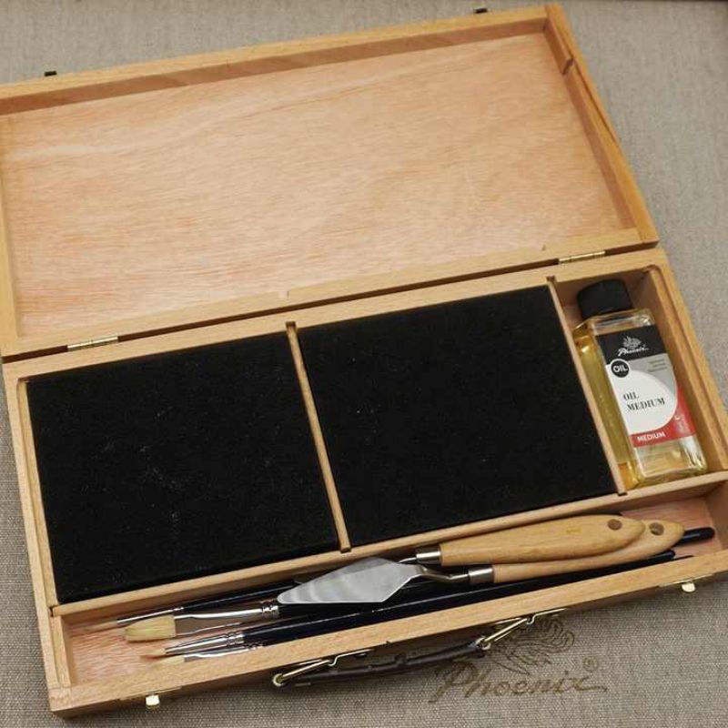 

Studio Oil Paint Set - Wooden Box - 20 Pieces FREE ARTessentials DRAWING ART SET