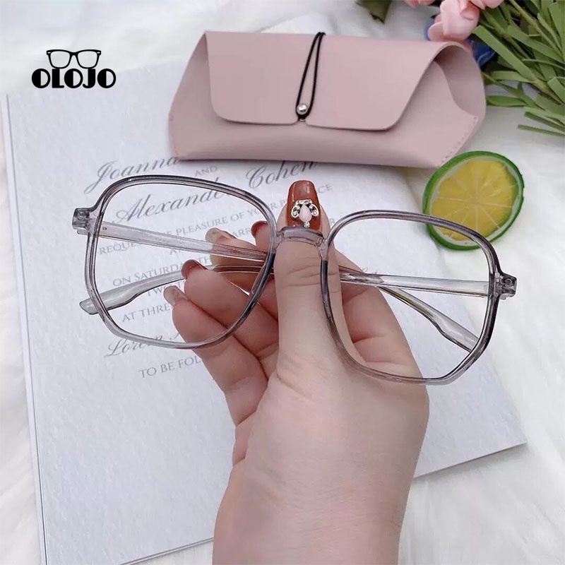 COD Kacamata Anti Radiasi Kacamata Leopard Lensa Transparan Korea Wanita Untuk Pria Dan Wanita Fashion Gaya retro flat Eyeglasses OLO