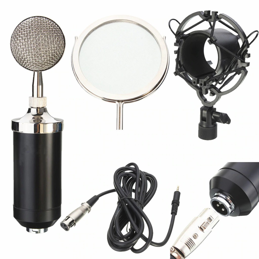 Mic Condensor Taffware BM 8000 with Shock Proof Mount and Anti Wind Pop Filter BM8000