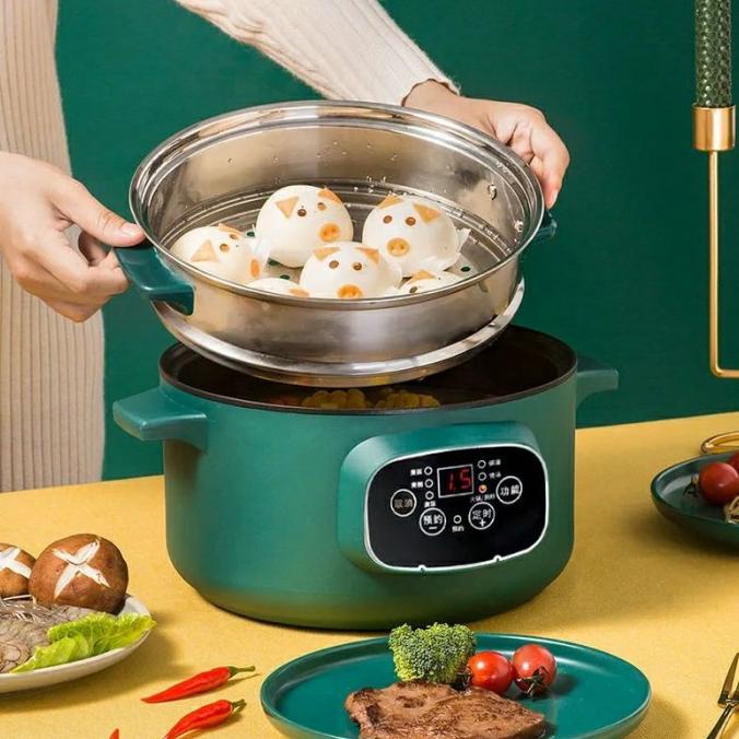 3.2L Panci listrik serbaguna 26cm/Smart pan timer setting panci +kukus