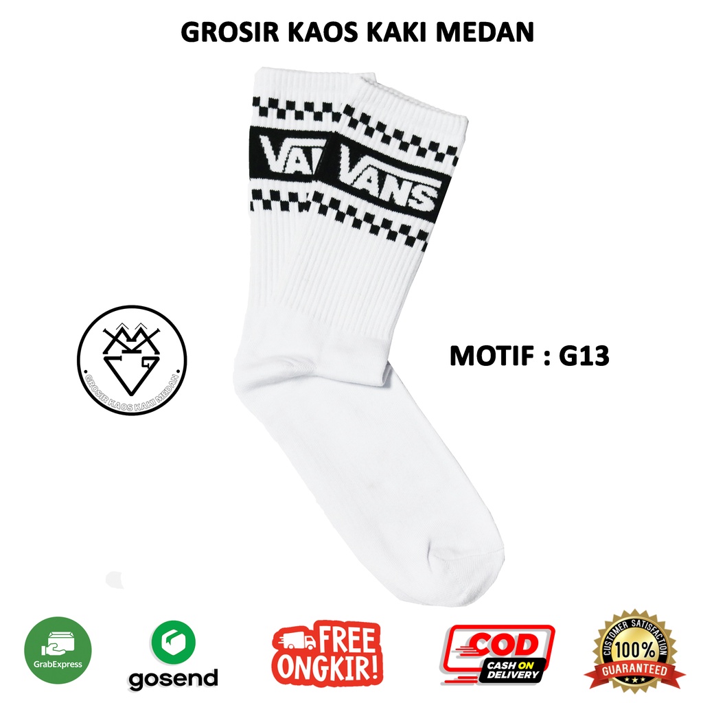 DISKON KAOS KAKI SKATE OLDSCHOOL VNS CATUR HITAM PUTIH G13 CEWEK COWOK GROSIR MEDAN