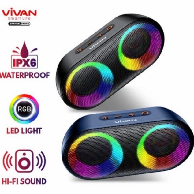 Vivan VS16 Portable Mega Bass RGB Bluetooth 5.0 Speaker