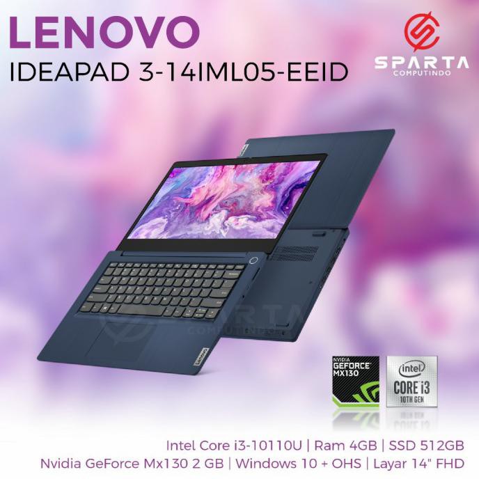 Laptop Lenovo Idea Pad 3 Core I3 Gen 10 Ram 8Gb Ssd 512Gb Nvidia 2Gb