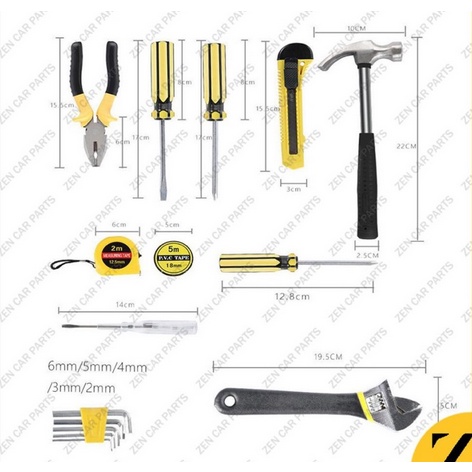 ALAT PERKAKAS SET 12 in 1 pertukangan Tool Kit BOX Tang Palu 12in1 obeng wrench LENGKAP KOPER