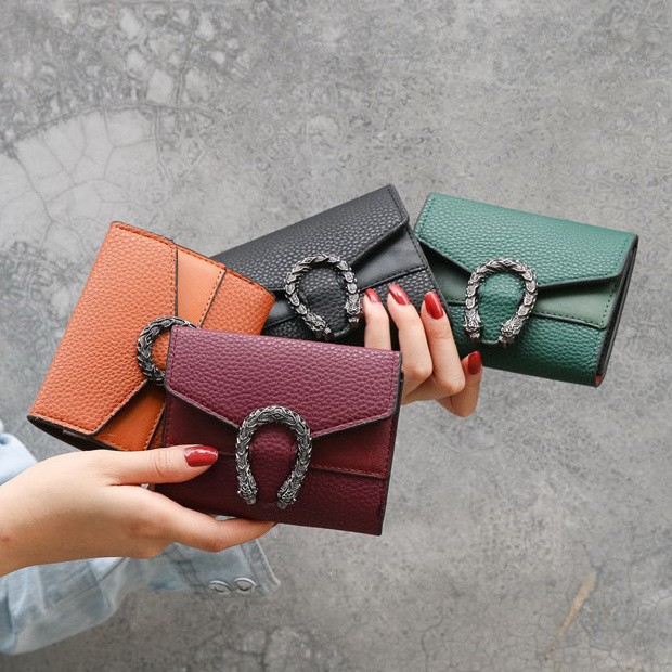 (7 WARNA) Dompet Lipat Korea Lomenia Kulit Leather Imitasi Polos LOD029