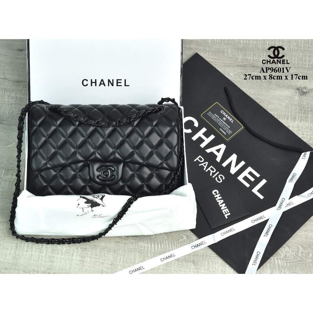 GROSIR TAS MURAH Tas Chanel Classic So Black Medium Lambskin Hitam Semi Premium AP9601V