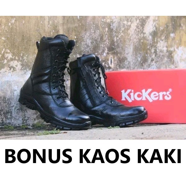 Sepatu PDL PDH TNI Polisi Provos Satpam Satpol PP Kickers THR Safety Kulit Asli Bonus Kaos Kaki