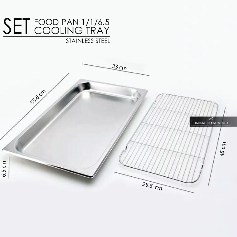 Cooling Tray SET Food Pan 1/1 Tatakan Saringan Peniris Minyak Panggangan Multifungsi Medium Large