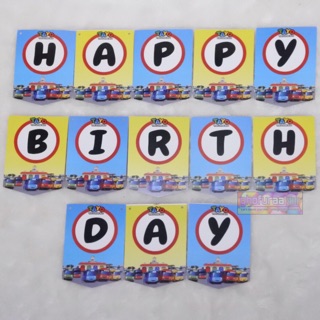 Banner HBD Mobil Bus Tayo  Bunting Flag Tulisan  Happy 