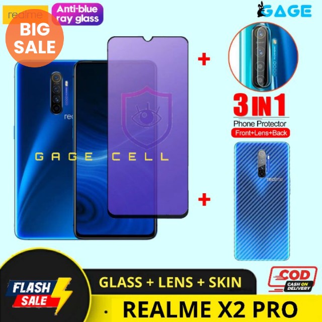 3in1 Tempered Glass Anti Blue Light Full Layar Realme X PRO Xpro Screen protector Radiasi Premium
