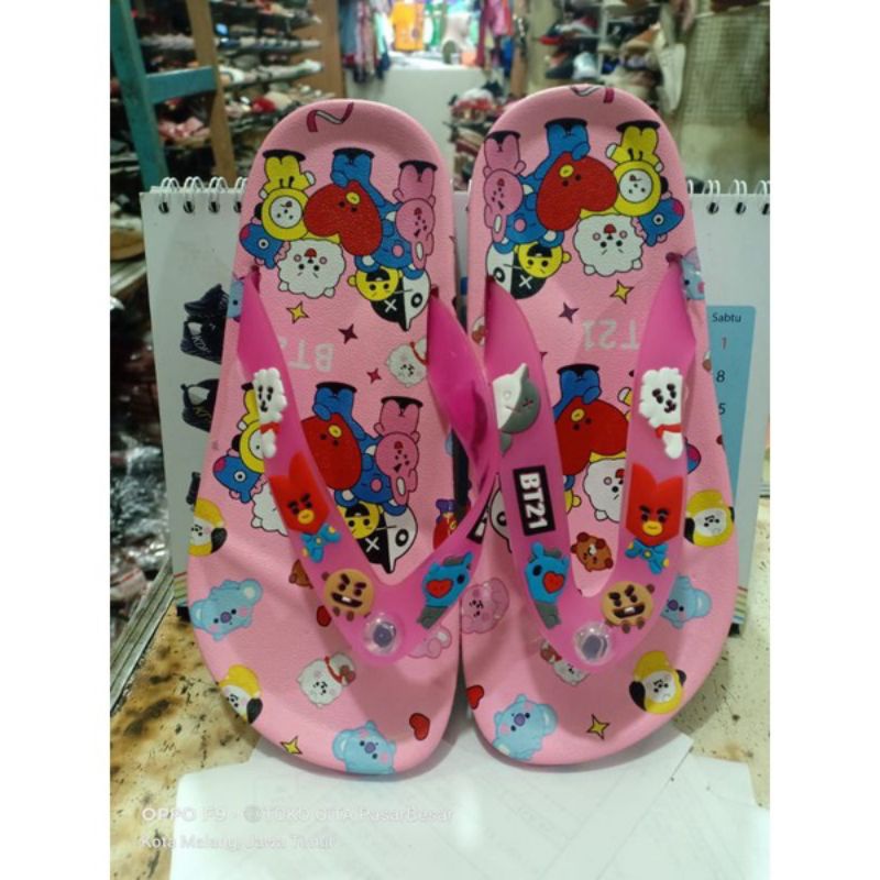 Sandal Jepit Anak Perempuan Import Motif BT21 BTS