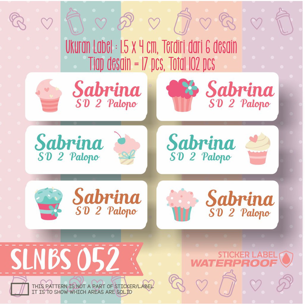 Slnbs 052 Stiker Nama Anak Anti Air Waterproof Label Sticker