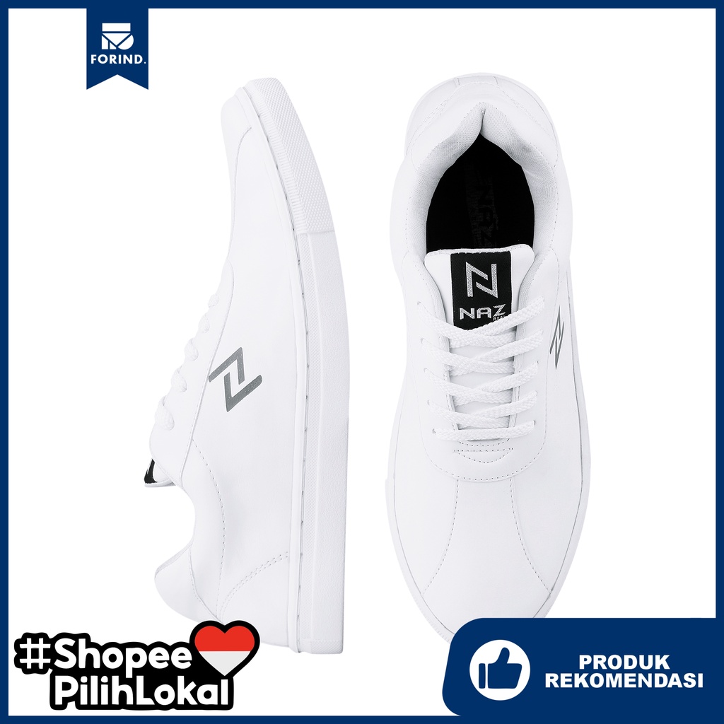 Aguero White | Sepatu Sneakers Putih Casual Original Polos Pria Cowok Ori Footwear | Naz x FORIND