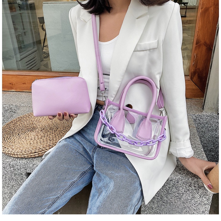 TAS SELEMPANG WANITA EUGENE TRANSPARAN FASHION KOREA KEKINIAN BENING TERBARU TERMURAH IMPORT SLING BAG BATAM