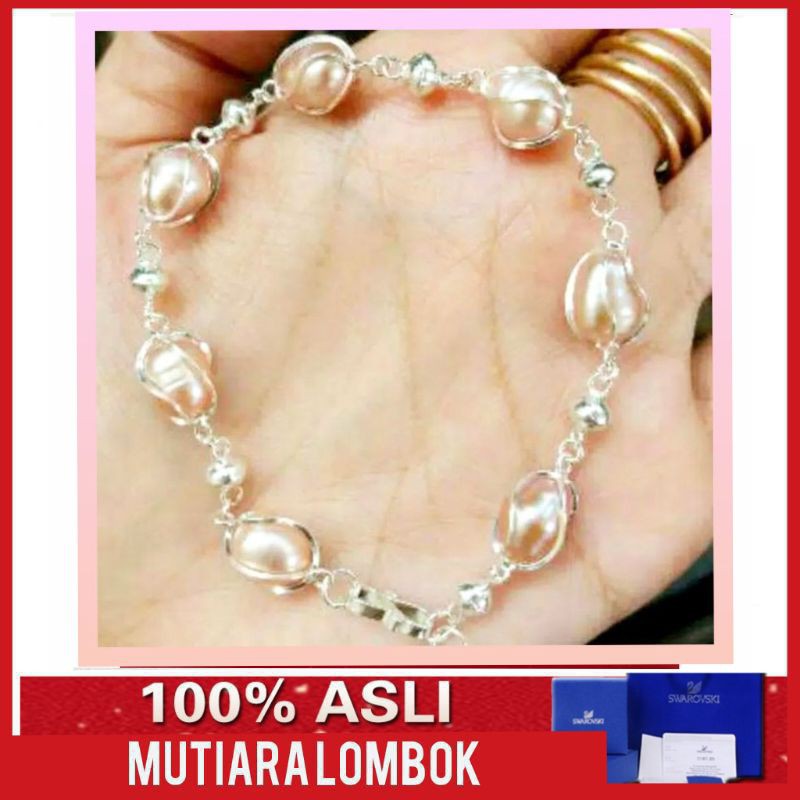 gelang perak mutiara lombok gelang mutiara asli perhiasan perempuan jewelery pearl