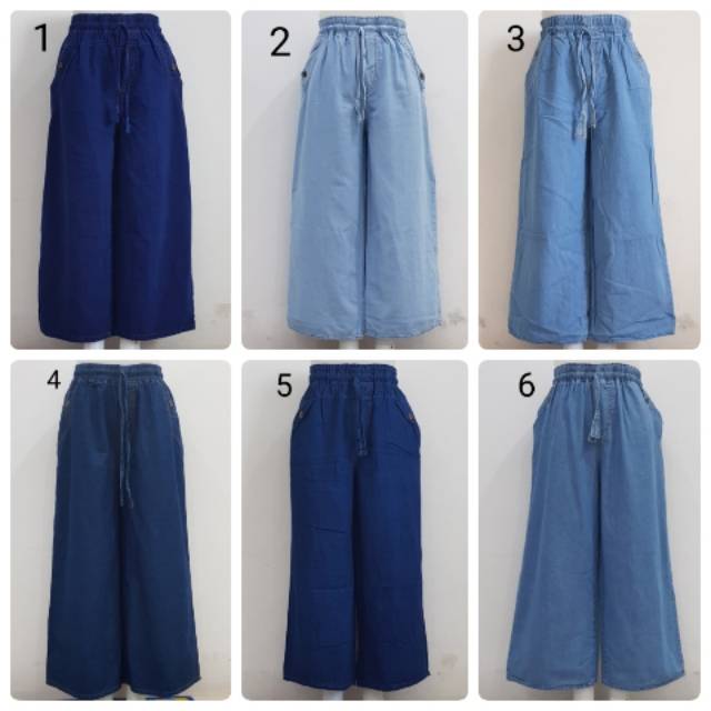  Celana  Kulot Panjang  Soft Jeans Wash Fit to XL Jumbo 