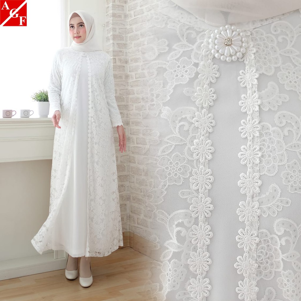 Baju Gamis Wanita / Gamis Putih / Gamis Jumbo / Baju