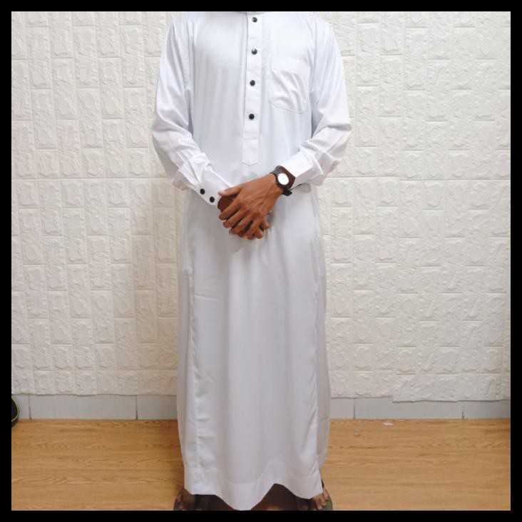 Gamis pria AJMAL PUTİH bahan woll - jubah pria AJMAL bahan woll