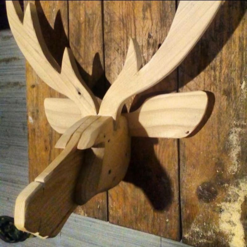 mendekor kepala rusa || hiasan dinding kayu jati belanda vintage