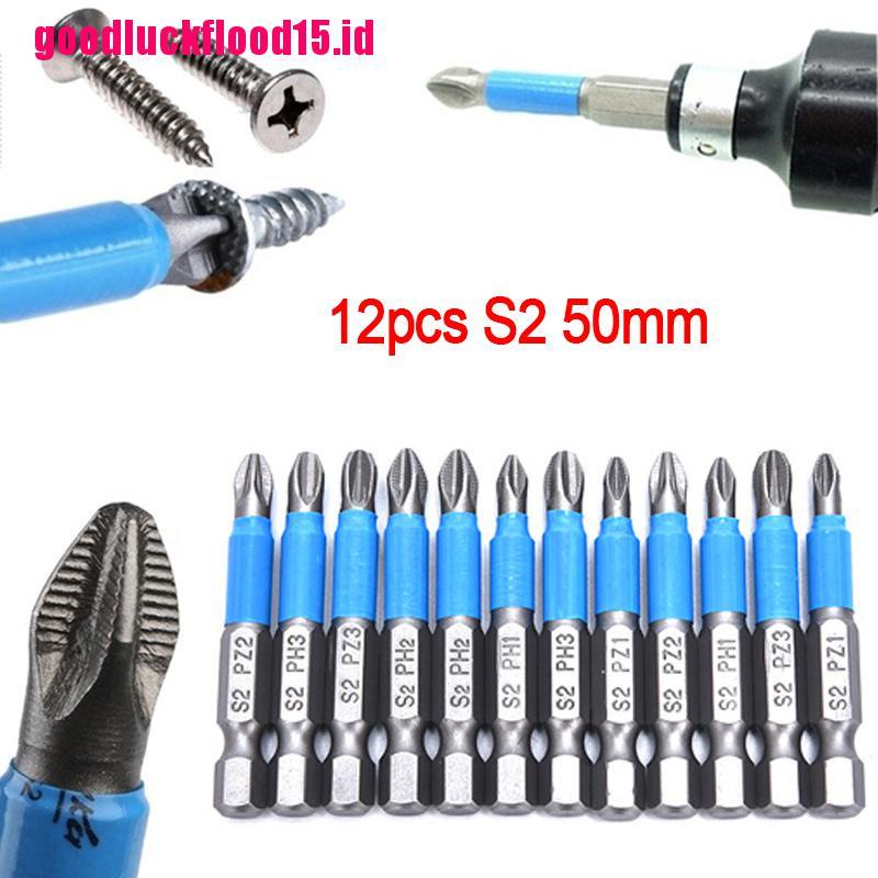 {LUCKID}12pcs Anti Slip Electric Screwdriver Bits Hex Shank PH 50mm Single Side Drills